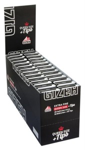 1  Gizeh EXTRA FINE (BLACK) Queen Size 1 1/4 + Tips Box