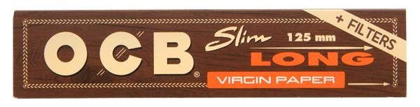 OCB Unbleached LONG Slim Virgin Papier + Filtertips