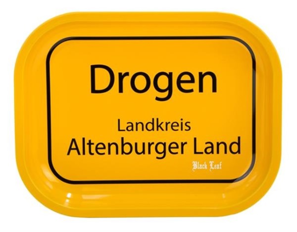 Dreh-Tablett - Rolling Tray mini Ortsschild "Drogen"