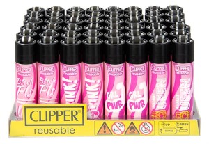 1x Clipper® Feuerzeuge groß  Pink Power Black Cap