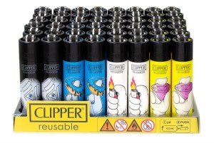 1x Clipper® Feuerzeuge groß  Cartoon Hands #3...