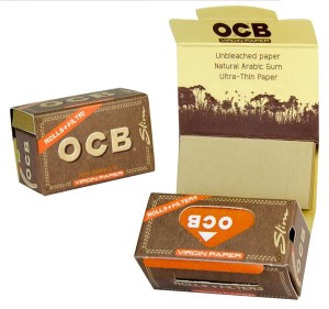 1 Box OCB Virgin Unbleached Slim Rolls + Filter