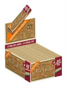 1 Box PURE HEMP Unbleached King Size Slim Papier +...