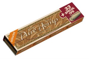 1 Box PURE HEMP Unbleached King Size Slim Papier +...