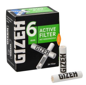 1 Box GIZEH Black Active Filter Slim Keramikkappen Kokos Aktivkohle