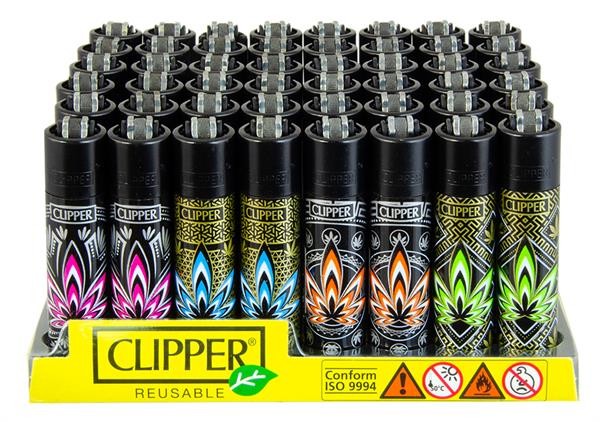 4 Clipper® Feuerzeuge groß LEAVES #34 Black Cap