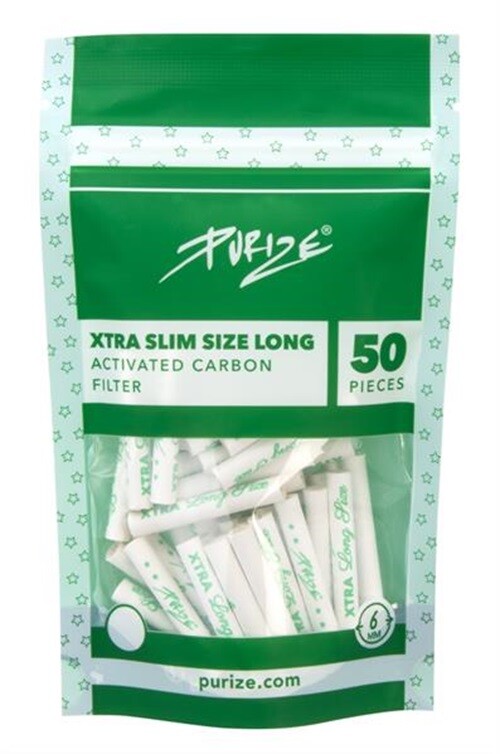 PURIZE® XTRA Slim Size long white Aktivkohlefilter 50er