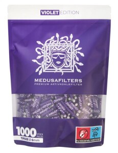 MEDUSA Aktiv-Cellulose-Filter ø 6mm Aktivkohlefilter, Violet Edition 1000er Beutel