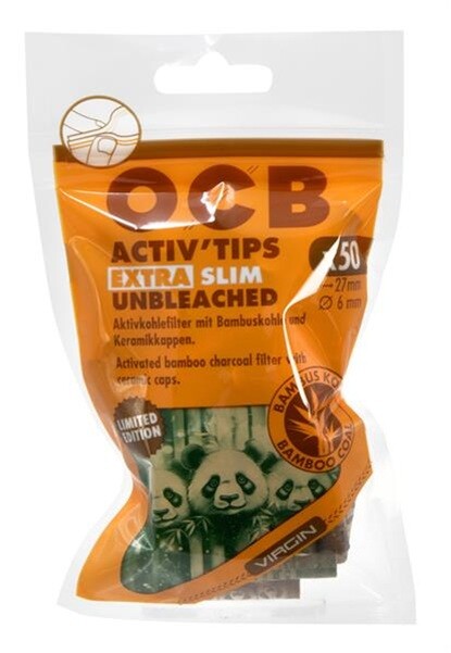 OCB Activ Tips Extra Slim Unbleached Bamboo LE – 6...