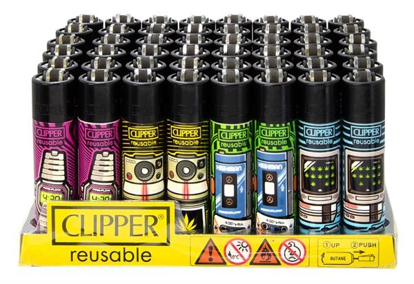 4 Clipper® Feuerzeuge groß 420 Retro ganze Serie