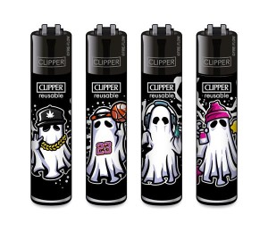 4 Clipper® Feuerzeuge groß Gespenster 2ganze Serie