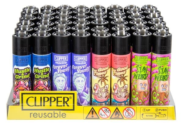 1x Clipper® Feuerzeuge groß MIX Slogan #8...