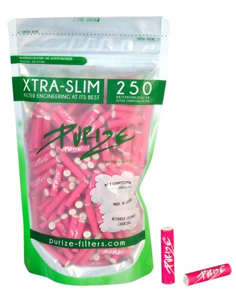 250 x PURIZE® Aktivkohlefilter XTRA Slim pink...