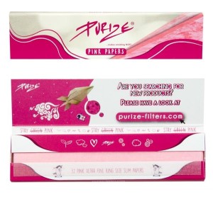 PURIZE® PINK King Size Slim Ultra Fine Zigarettenpapier, 40er Box