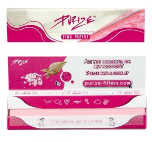 PURIZE Pink Zigarettenpapier King Size Slim – Ultra Fine – Box 40 Heftchen