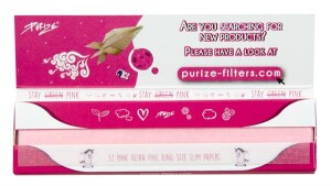PURIZE Pink Zigarettenpapier King Size Slim – Ultra Fine – Box 40 Heftchen