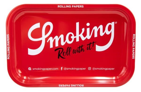 SMOKING Dreh-Tablett „Roll with it“ – Rotes Metall Rolling Tray