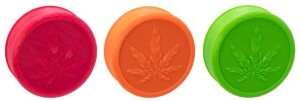Kunststoffgrinder 3er Set Soft Touch Geometric Leaf Neon