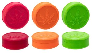 Kunststoffgrinder 3er Set Soft Touch Geometric Leaf Neon