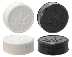 Kunststoffgrinder 2er Set soft touch geometric leaf