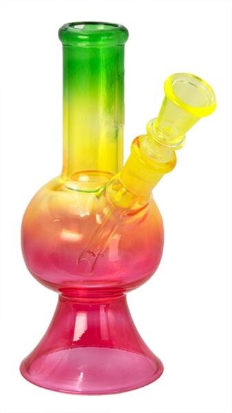 Mini Glas Bong Rasta – 15 cm, Kickloch, NS 14,5