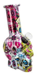 Mini Glas Bong „La Catrina“ – Totenkopf Rauchkammer, 15 cm