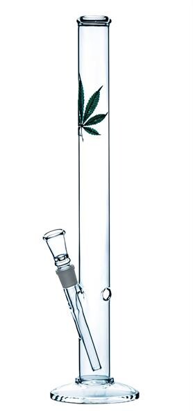 Glas Bong Zylinder Leaf Design – 46 cm, Kickloch,...