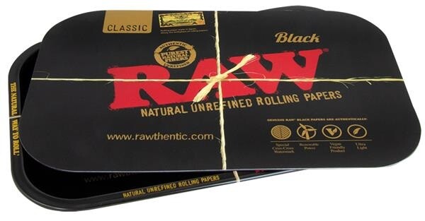 RAW™ Rolling Tray Set klein BLACK + Magnet Cover 27,5x17,5 cm