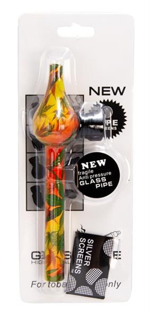 Glaspfeife mit Metallkopf Leaf Fully Printed –...
