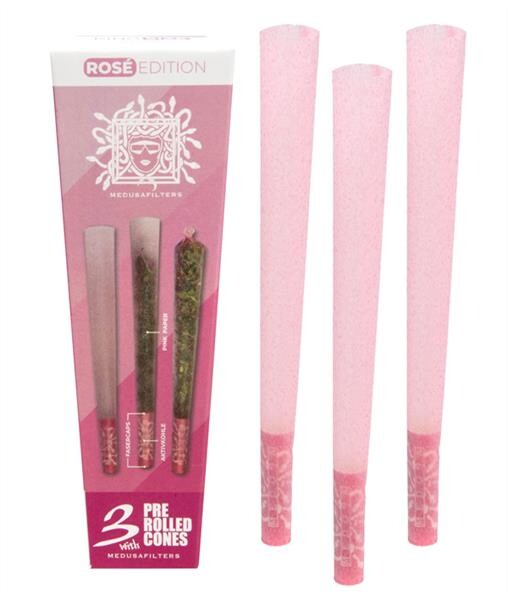 Medusa Pre-Rolled KS Cones mit ø6mm Aktivkohlefilter – ROSÉ Edition | 3er Pack