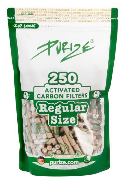 PURIZE® Regular Size ORGANIC Aktivkohlefilter 9mm – 250er Packung