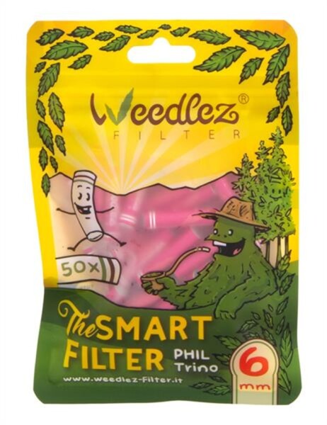 WEEDLEZ Phil Trino 6mm PINK Smart Filter Zellulose Aktivkohlefilter 50er Pack