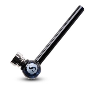 US Glas Pfeife Metallkopf „8 Ball“ – Einsteckbarer Purkopf Gummidichtung 120mm