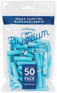 GRANNYS Weed Premium Aktivkohlefilter 6,9mm Blau 50er Pack Kokosfilter