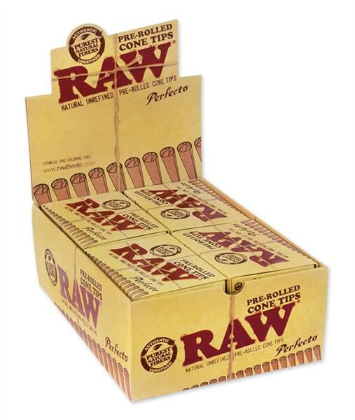 RAW Perfecto Pre-Rolled Cone Tips Display – 20...