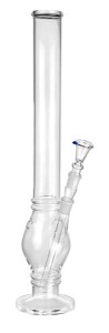 Glas-Bong „Oval Straight“ 54 cm – stabile, transparente Wasserpfeife mit Kickloch & 18,8er Chillum