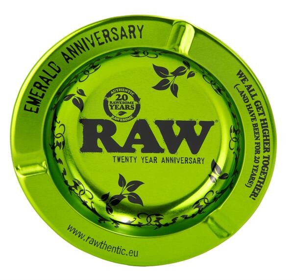RAW Metall-Aschenbecher Emerald Green rund mit 3 Ablagen – Ø 14cm