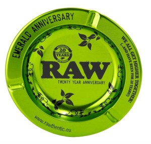 RAW Metall-Aschenbecher Emerald Green rund mit 3 Ablagen – Ø 14cm