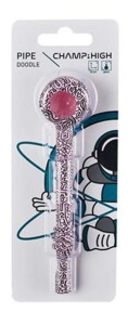 Champ High Doodle Glas Pfeife mit Muster – Buntes Glasmuster in Lila, Pink & Gelb