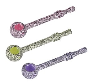 Champ High Doodle Glas Pfeife mit Muster – Buntes Glasmuster in Lila, Pink & Gelb