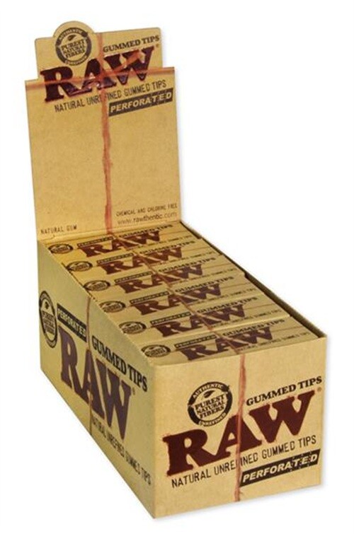 RAW GUMMED Filtertips perforiert – Box 24...
