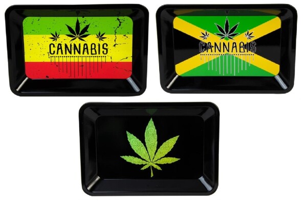 Metall Rolling Tray Set Jamaica, Leaf & Cannabis – 3er Set 18 cm