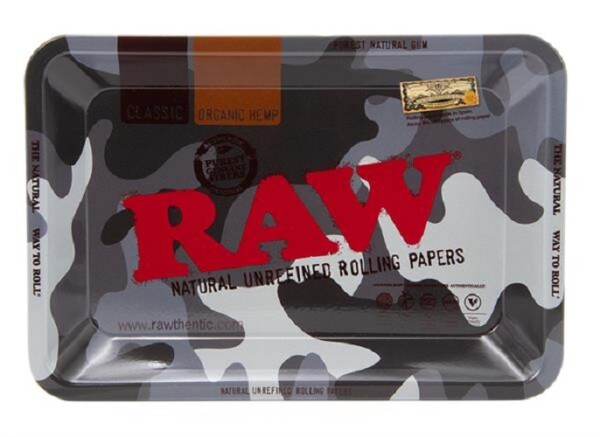RAW Rolling Tray MINI - Urban Camouflage - Metall Drehtablett 18x12,5cm