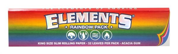 Elements Rainbow King Size Slim Papers – 1 Heftchen mit 32 bunten Blättchen