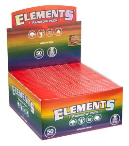 Elements Rainbow King Size Slim Display – 50 Heftchen á 32 bunte Blättchen