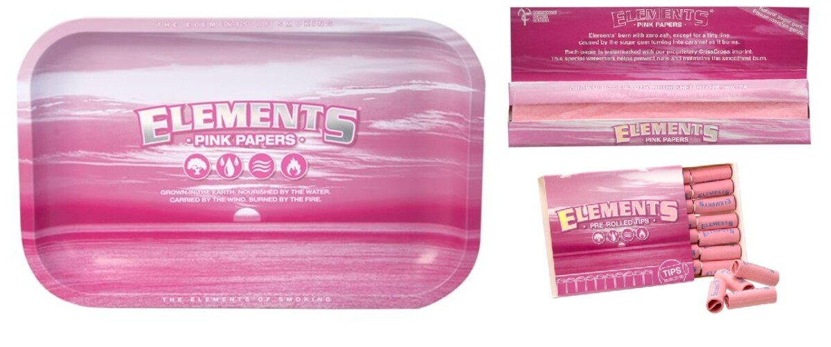 Elements Pink Set | Rolling Tray + 4x Pink KS Slim Papers...
