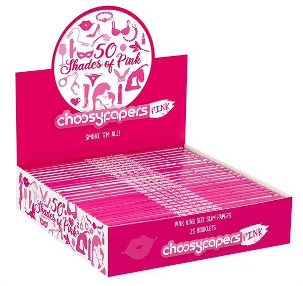 Choosypapers PINK King Size Slim Display Box 25 Heftchen...
