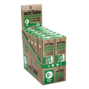 actiTube Superkombo Extra Slim 6mm Display 12er Pack Papers & Aktivkohlefilter